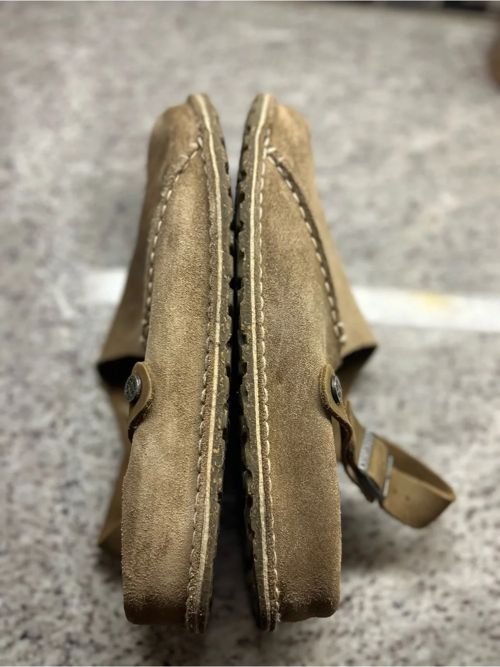 Birkenstock Men's Lutry Suede Slip-On Clog in tan size 12(45)